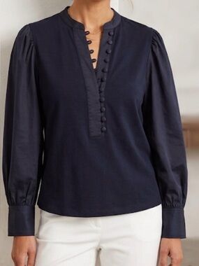 Something Navy Black Crewneck Top with Branded Label